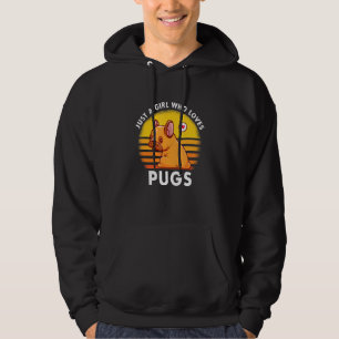 Just A Girl Who Loves Pugs Pug Dog Owner Vintage Hoodie