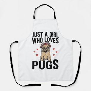 Just A Girl Who Loves Pugs Vintage Dog Shirt Desig Apron