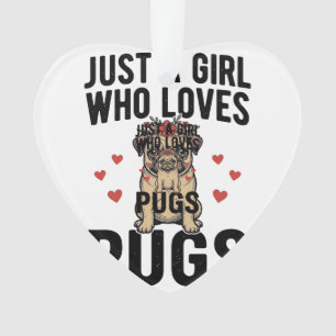 Just A Girl Who Loves Pugs Vintage Dog Shirt Desig Ornament