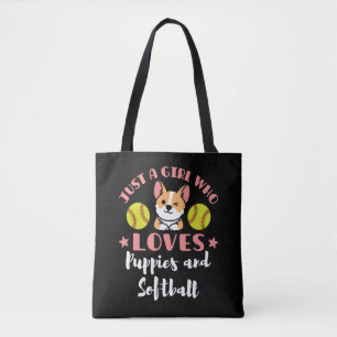 Just a Girl Who Loves Puppies and Softball Tote Bag