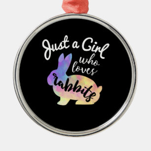 Just A Girl Who Loves Rabbits   Bunny Galaxy Metal Ornament