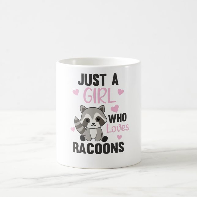 Just A Girl Who Loves Racoons Kawaii Raccoon Coffee Mug (Center)