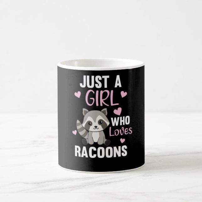 Just A Girl Who Loves Racoons Kawaii Raccoon Coffee Mug (Center)