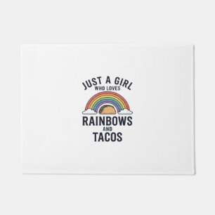 Just a Girl Who Loves Rainbows and Tacos Shirt_1 Doormat