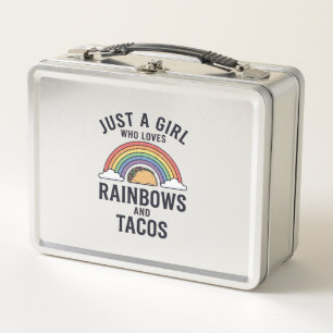Just a Girl Who Loves Rainbows and Tacos Shirt_1 Metal Lunch Box