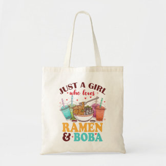 Just a Girl Who Loves Ramen and Boba Anime Kawaii Tote Bag
