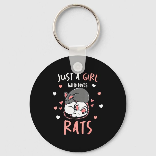 Just A Girl Who Loves Rats Cute Pet Lover Gift For Keychain (Front)