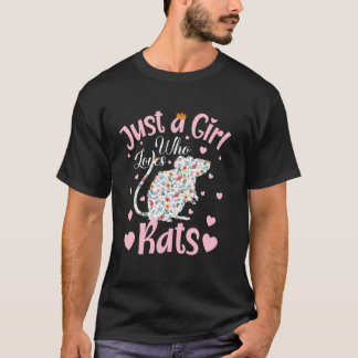 Just A Girl Who Loves Rats Women Girls Floral Rat T-Shirt