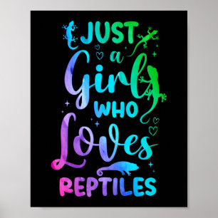 Just A Girl Who Loves Reptiles Lizard Watercolor Poster