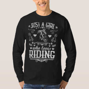 Just A Girl Who Loves Riding Horse Equestrian Vin T-Shirt