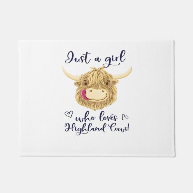 Just A Girl Who Loves Scottish Highland Cows Class Doormat (Front)