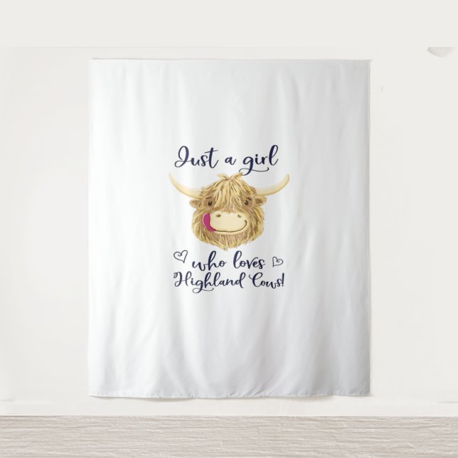 Just A Girl Who Loves Scottish Highland Cows Class Tapestry (Front)