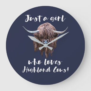 Just A Girl Who Loves Scottish Highland Cows Large Clock