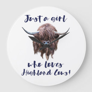 Just A Girl Who Loves Scottish Highland Cows Large Clock