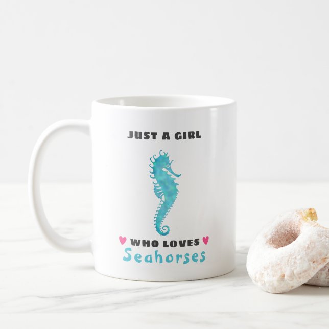 Just a Girl who loves Seahorses Coffee Mug (With Donut)
