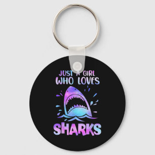 Just A Girl Who Loves Sharks Funny Shark Lover Quo Keychain