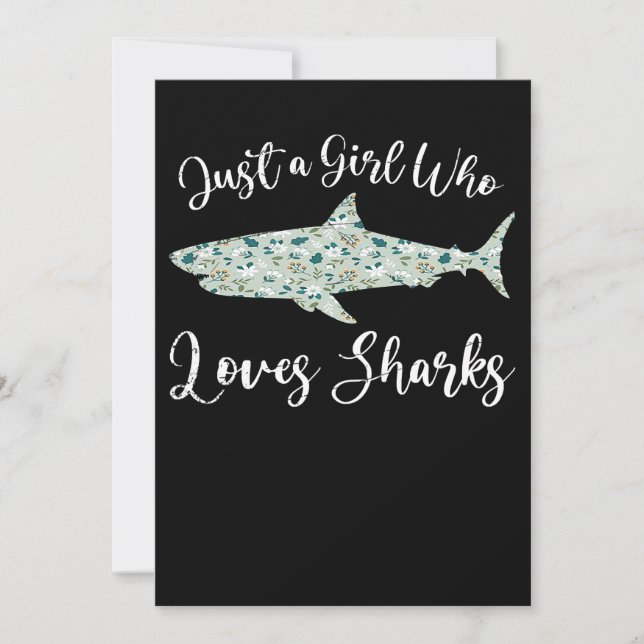 Just A Girl Who Loves Sharks - Gifts Ocean Shark Thank You Card (Front)