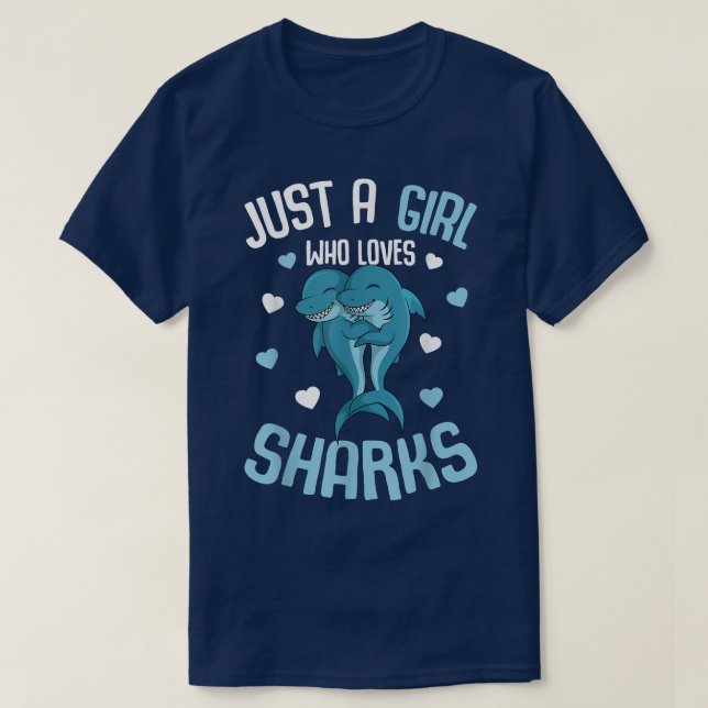 Just A Girl Who Loves Sharks Kids Girls Shark  T-Shirt (Design Front)