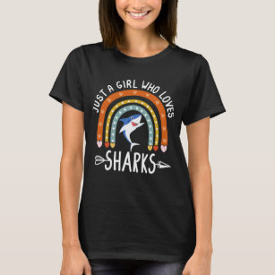 Just A Girl Who Loves Sharks Rainbow Cute Shark Lo T-Shirt
