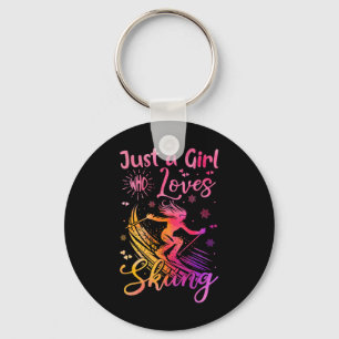 Just A Girl Who Loves Skiing Funny Ski Winter Spor Keychain
