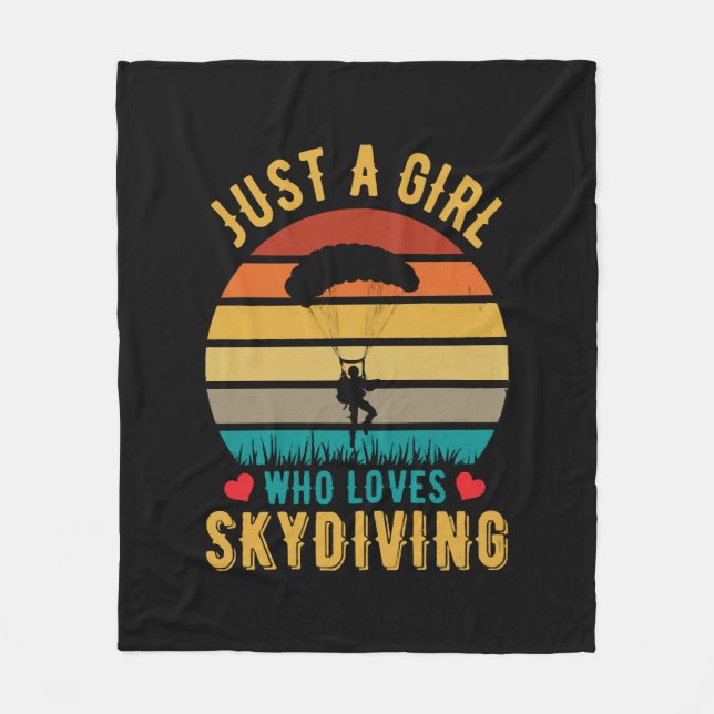 just a girl who loves skydiving fleece blanket (Front)