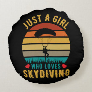 just a girl who loves skydiving round pillow