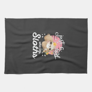 Just A Girl Who Loves Sloth Tee Cute Sloth Lover G Kitchen Towel