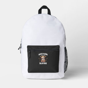 Just A Girl Who Loves Sloths, Cute Sloth Lovers T- Printed Backpack