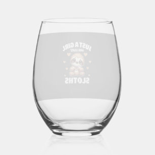 Just A Girl Who Loves Sloths, Cute Sloth Lovers T- Stemless Wine Glass