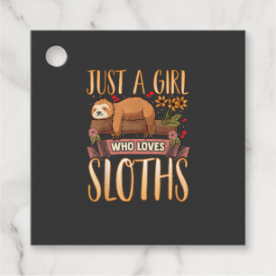 Just A Girl Who Loves Sloths Cute Sloth T-Shirt Favour Tags