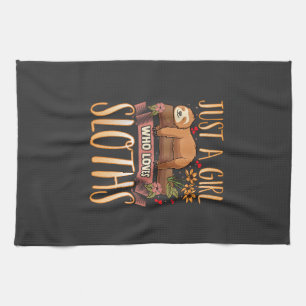 Just A Girl Who Loves Sloths Cute Sloth T-Shirt Kitchen Towel