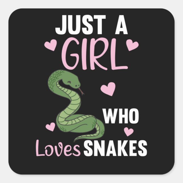 Just a girl who loves snakes cute snake for girls square sticker (Front)
