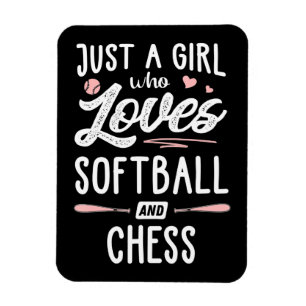 just a girl who loves softball and chess gift magnet
