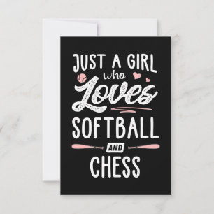 Just A Girl Who Loves Softball And Chess Gift RSVP Card
