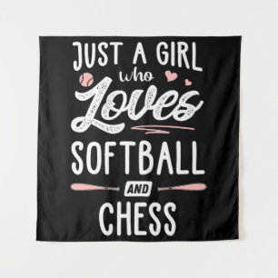 Just A Girl Who Loves Softball And Chess Gift Tapestry