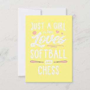 Just A Girl Who Loves Softball And Chess Gift Thank You Card
