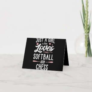 Just A Girl Who Loves Softball And Chess Gift Thank You Card