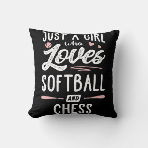 Just A Girl Who Loves Softball And Chess Gift Throw Pillow