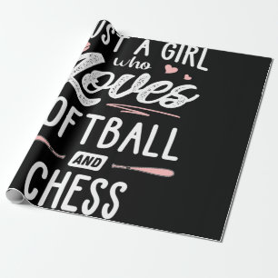 Just A Girl Who Loves Softball And Chess Gift Wrapping Paper