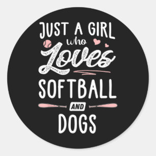Just A Girl Who Loves Softll And Dogs  Classic Round Sticker