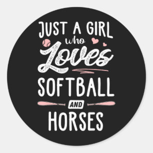 Just A Girl Who Loves Softll And Horses Gift Women Classic Round Sticker