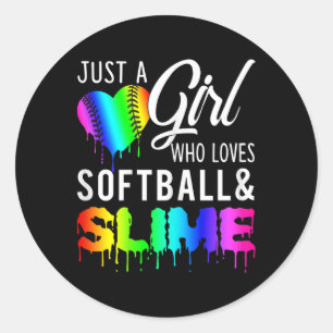 Just A Girl Who Loves Softll And Slime Tee Gift Classic Round Sticker