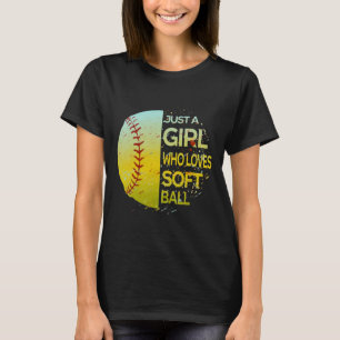 Just A Girl Who Loves Softll - Grunge Split Design T-Shirt