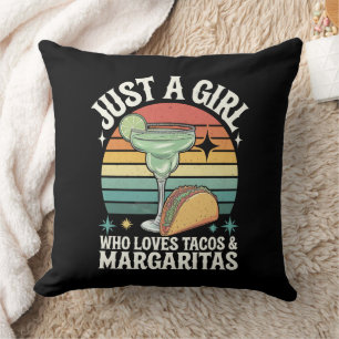 Just A Girl Who Loves Tacos And Margarita Mexican Throw Pillow
