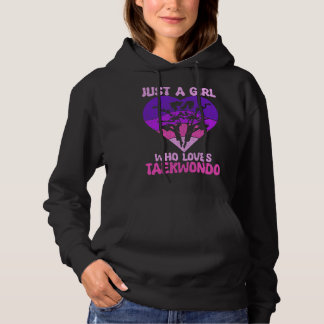 Just A Girl Who Loves Taekwondo Heart Retro Sunset Hoodie
