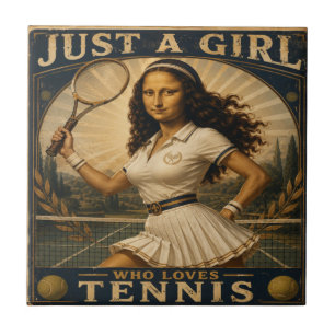 Just A Girl Who Loves Tennis Funny Mona Lisa  Tile