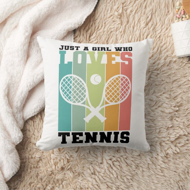 Just a girl who loves Tennis | Tennis Player Gifts Throw Pillow (Blanket)