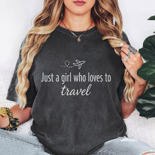 Just A Girl Who Loves To Travel Airplane Design T-Shirt