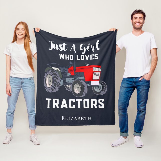 Just A Girl Who Loves Tractors Fleece Blanket (In Situ)