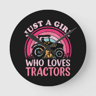 Just A Girl Who Loves Tractors Round Clock